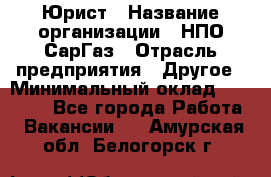 Юрист › Название организации ­ НПО СарГаз › Отрасль предприятия ­ Другое › Минимальный оклад ­ 15 000 - Все города Работа » Вакансии   . Амурская обл.,Белогорск г.